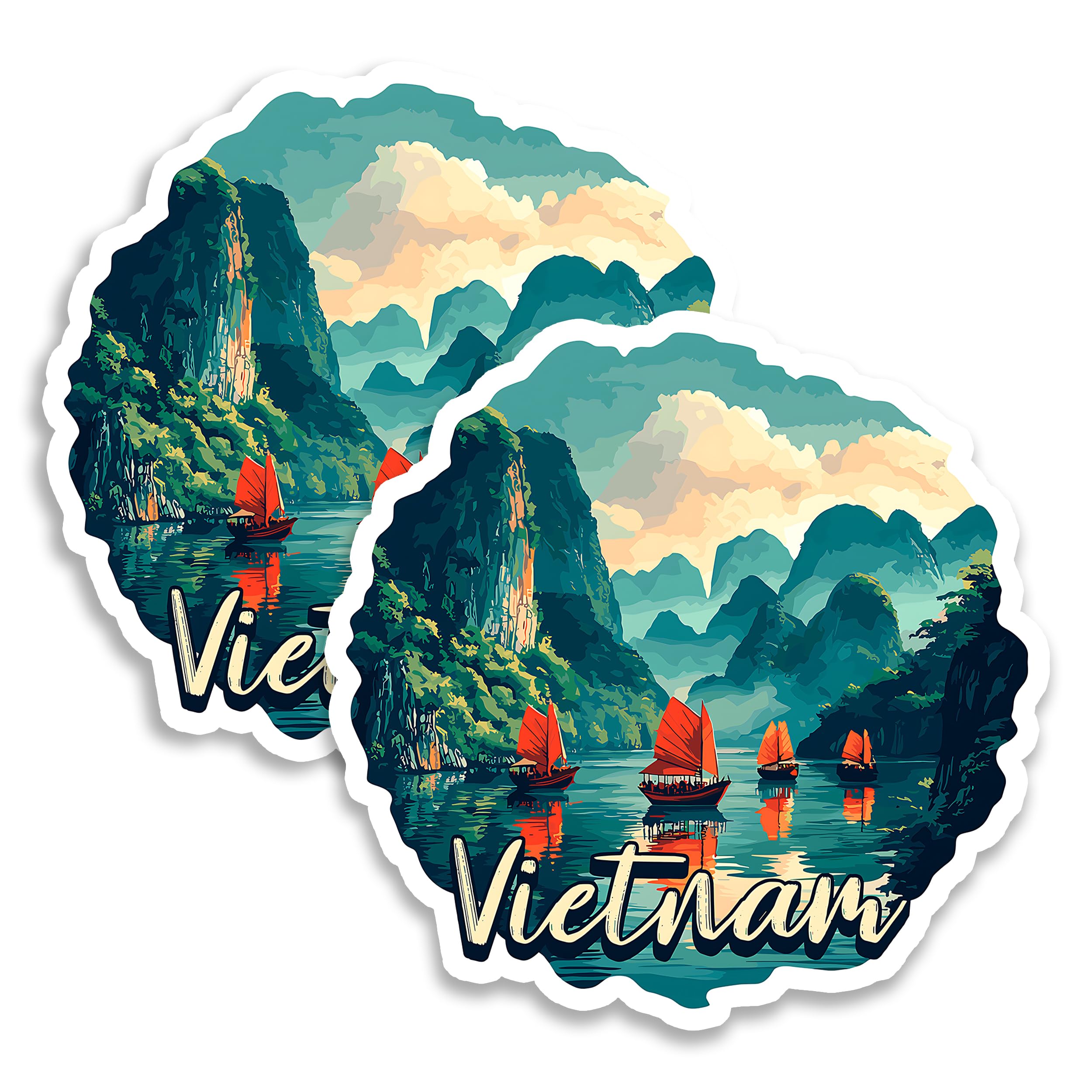 Vietnam Magnet 4 Inch 2-Pack Country Asia – Strong Vinyl Decorative Travel Magnets for Fridge Locker Kitchen Office – Cute Fun Aesthetic Cool Durable & Long-Lasting Souvenir ID44999