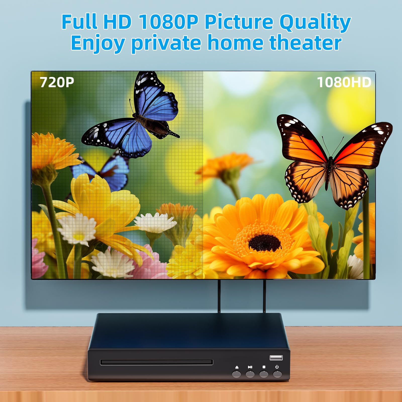 SHIWAKOTO DVD Players for TV with 1080P HDMI, CD Player for Home