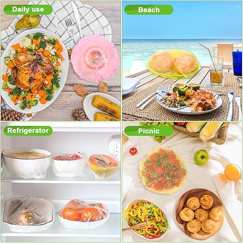 Miniatura 7 de 175 fundas elásticas reutilizables para alimentos, 7 tamaños, fundas de plástico para tazones de platos, alternativa al papel de aluminio, envoltura