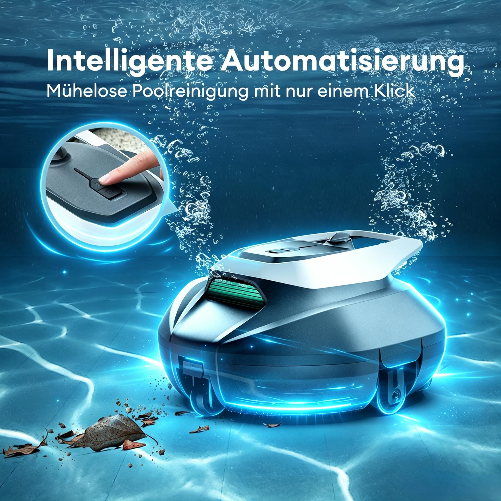 10s Poolroboter(2026 Upgrade), Poolroboter Akku mit 3 Motoren, 90Min für Pools bis 80 m², Fernbedienung und App-Steuerung, automatisches Parken, geeignet für Verschiedene Pooloberflächen