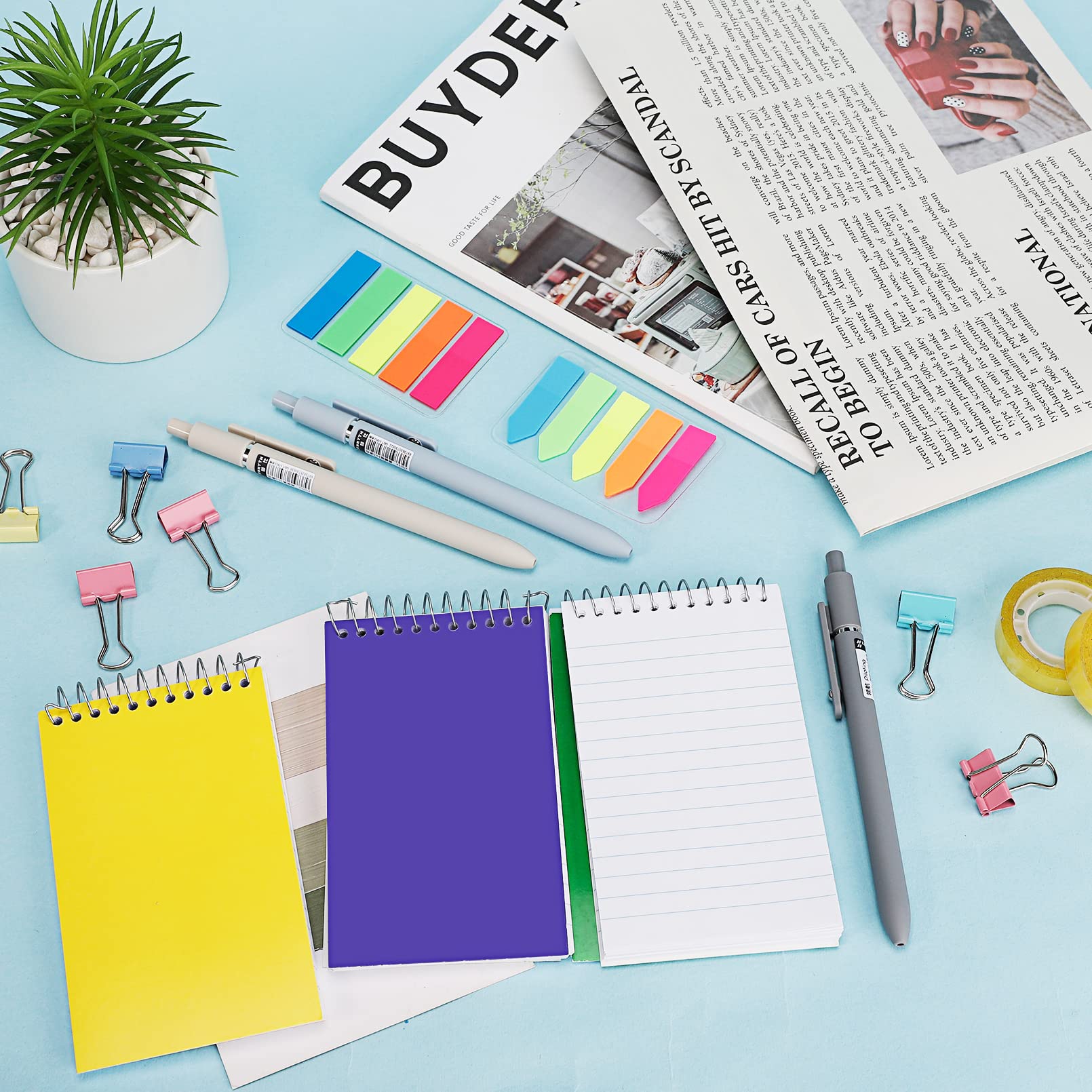 Paquete de 12 cuadernos de notas, 3 x 5 pulgadas, mini cuadernos de notas en espiral, 6 colores surtidos para accesorios de oficina en casa, 75 hojas/bloc de notas