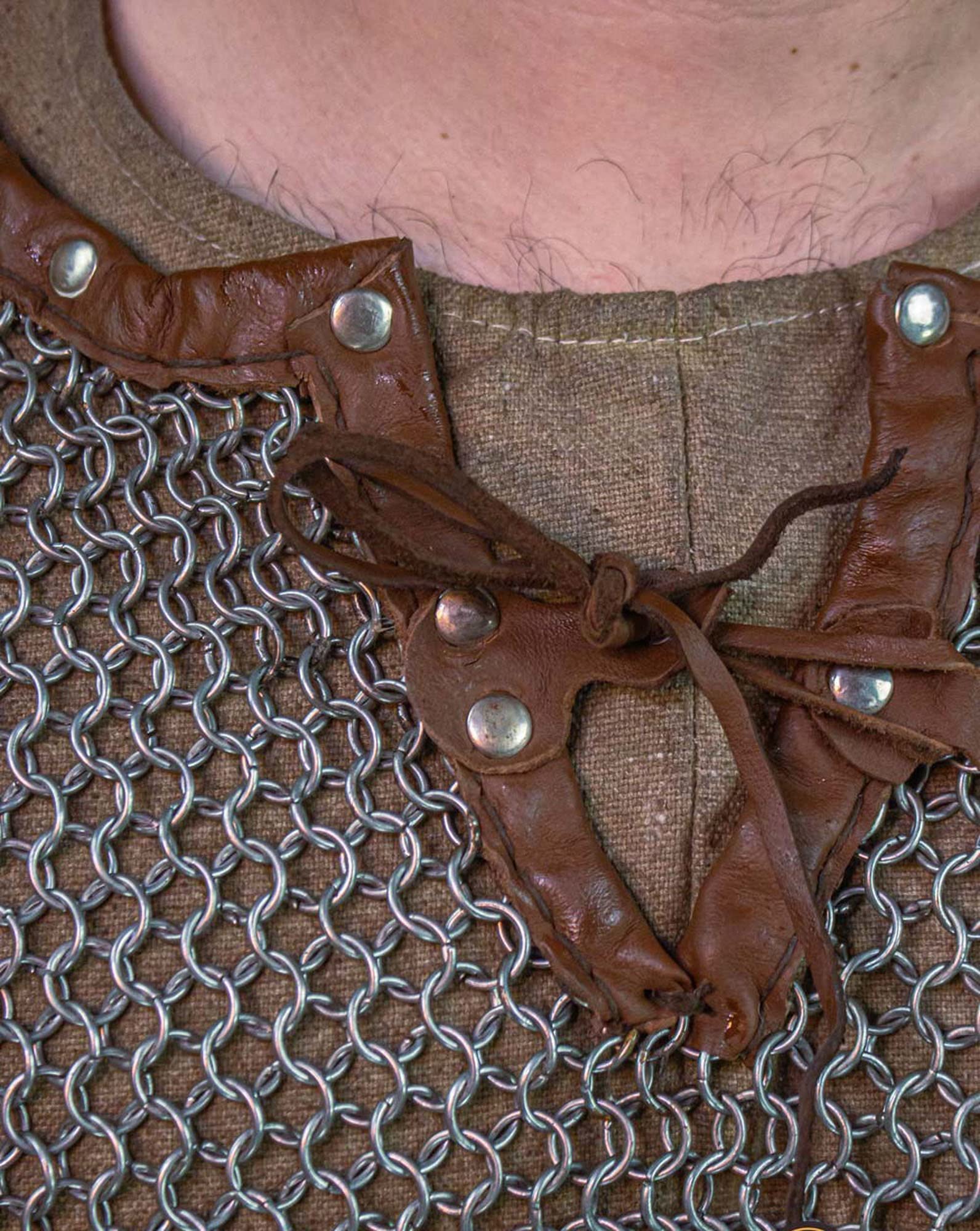 THE MEDIEVALS 10 MM ID Butted Chainmail Hauberk Front Open Full Sleeve Shirt Mild Steel - Natural Oiled Finish, X-Large