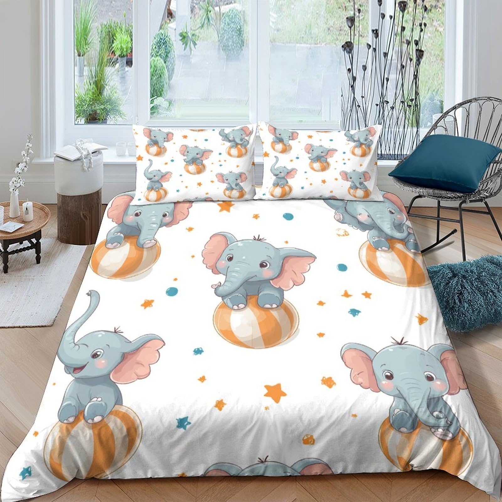 Ctjqhvkz Style-4 3D Printed Cute Elephant Fitted Sheet Microfiber Soft Cartoon Animal Mattress Cover For Bedroom Guest Room Decor Single（135X200cm）