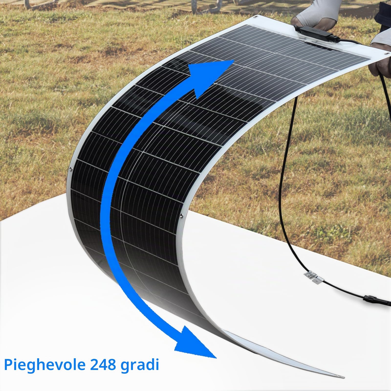 Pannello solare monocristallino flessibile da 50 W, pannello solare monocristallino, 18 V, modulo solare per batterie da 12 V, modulo fotovoltaico per tetto piatto, tetto in mattoni, balcone