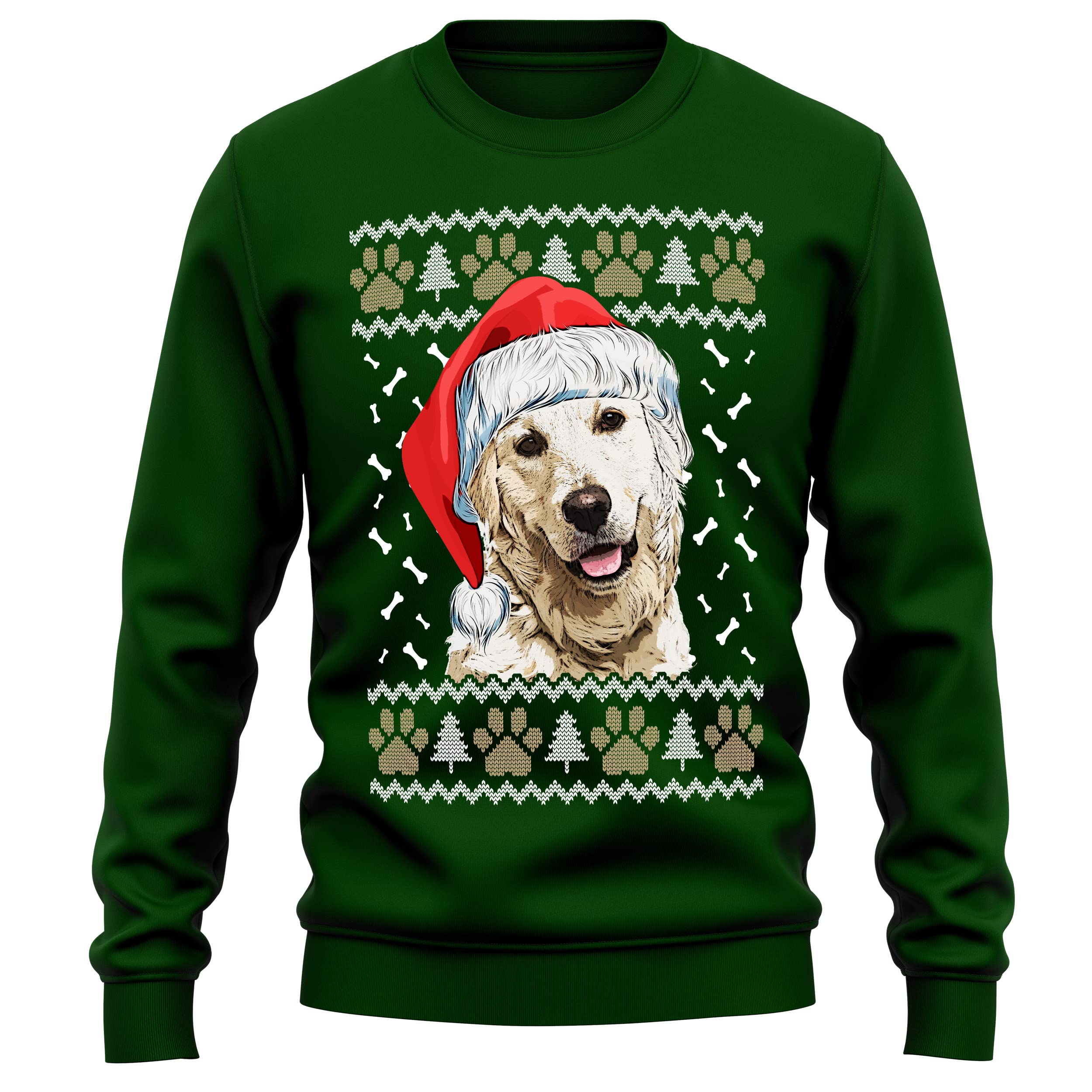 Purple Print House Golden Retriever Christmas Sweatshirt Adult Xmas Jumper For Dog Owner Gifts Autumn Winter Puppy Walks Sweater For Him and Her, S, Bottle
