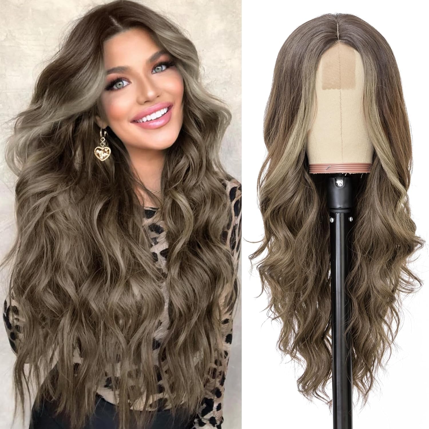 Ombre Blonde Wig - Long Ombre Blonde Wigs for Women Heat Resistant Wigs for Daily Party Halloween Cosplay 26 Inch Ombre Dirty Blonde