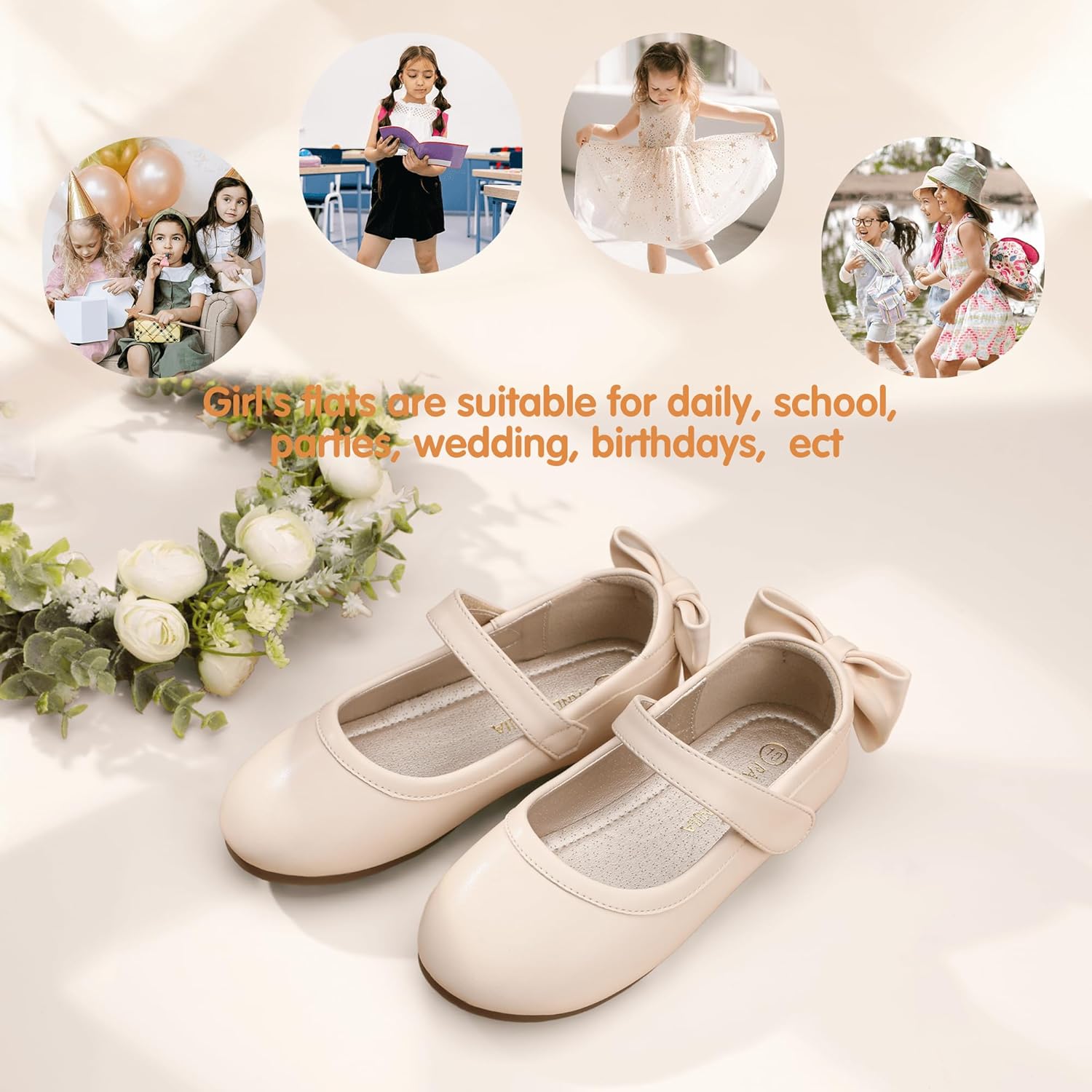 PANDANINJIA Toddler/Little Kid Girl's Angela Dress Mary Jane Ballet Flats Bow Flower Girl Wedding Party Ballerina Flat Shoes - Image 6