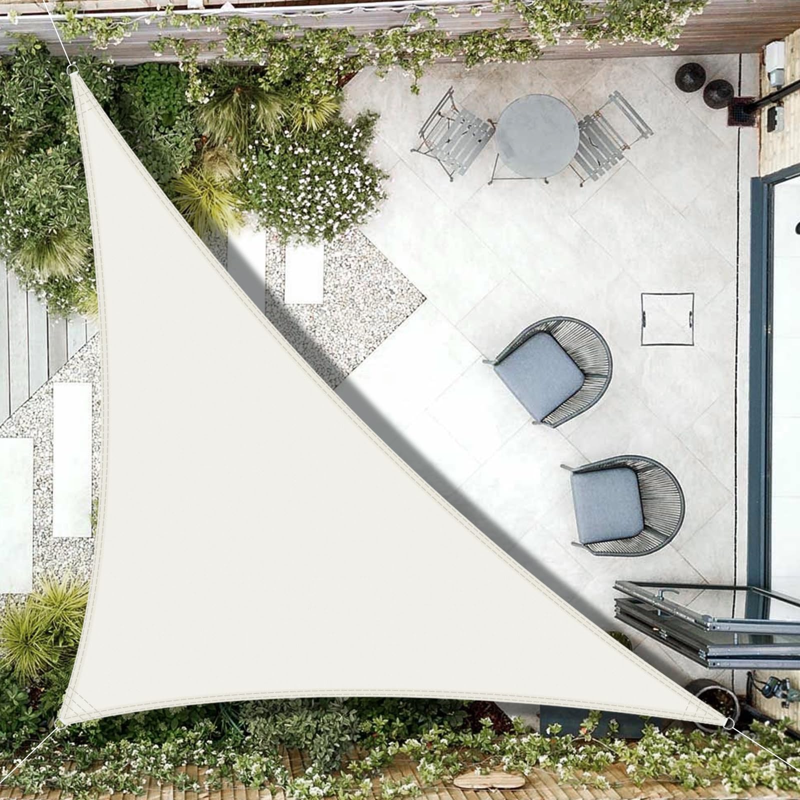 AXT SHADE Toldo Vela de Sombra Impermeable Triangular 3x3x4,25m Protección Rayos UV para Exterior Terraza Patio Jardín-Arena — view 11