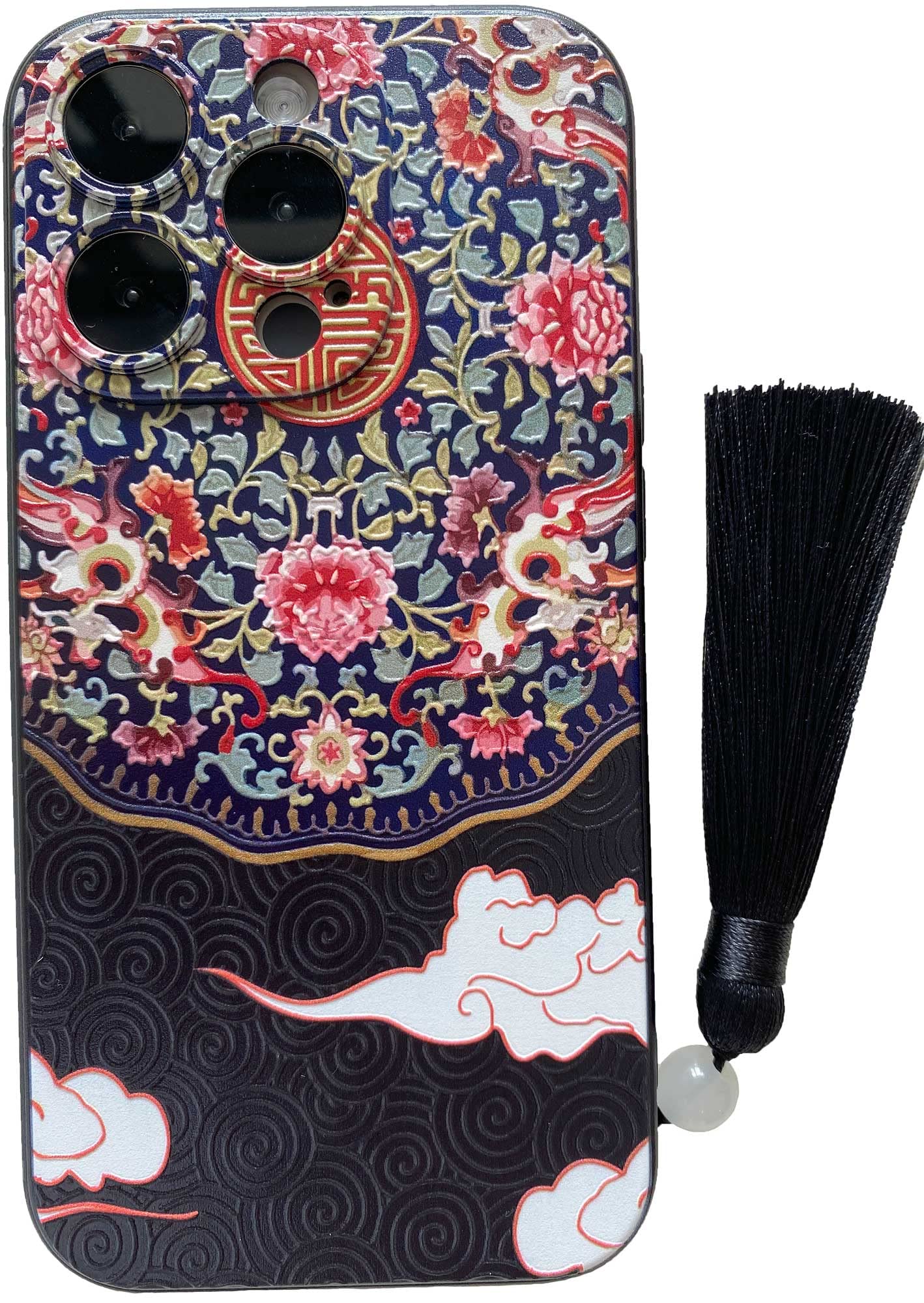 Amazon.co.jp: KOLO【黒盆花】iPhone対応 14 Pro スマホケース 中国風