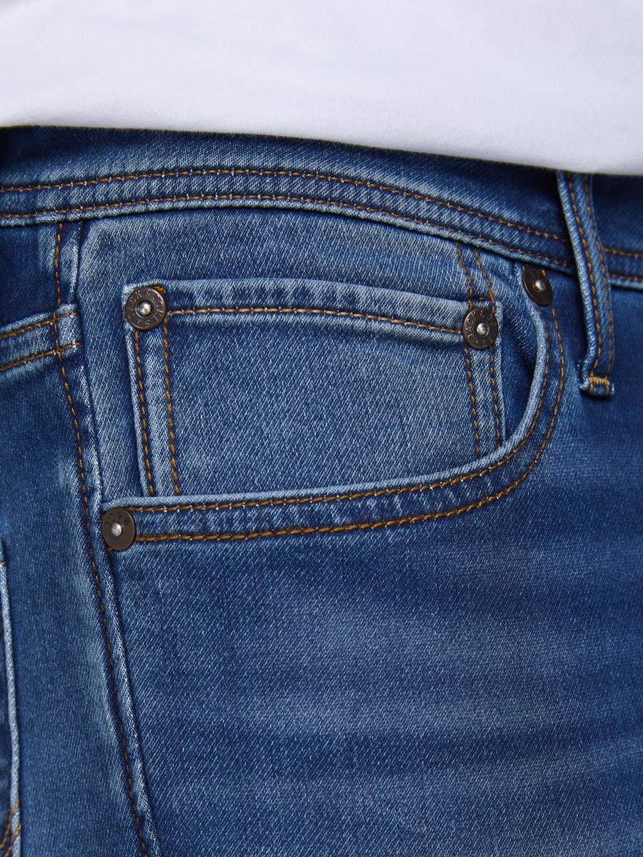 JACK & JONES Glenn - Pantalones de mezclilla ajustados para hombre, tela elástica de alta preformance para todo el día, cómodos, con botones