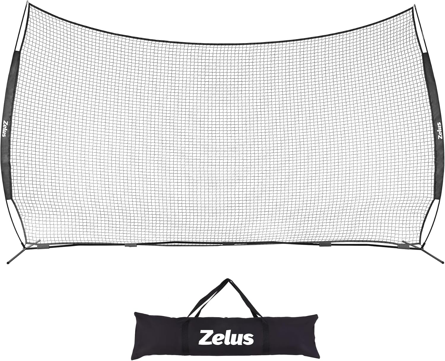 12x9ft / 16x10ft Barricade Backstop Net, Ball Sports Barrier, Practice Net for Baseball, Softball, Lacrosse, Soccer, Basketball and More 16x10 ft - Black