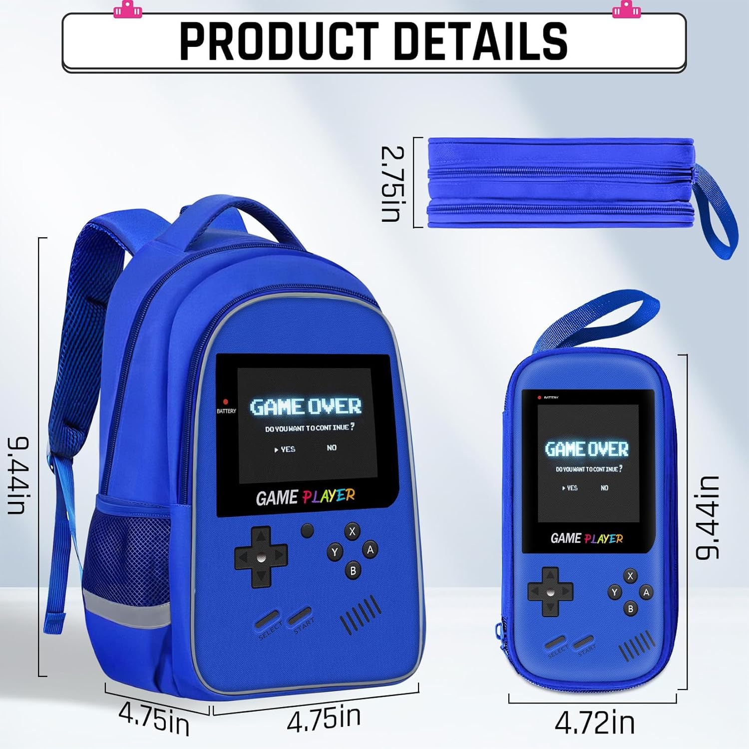 Backpack for School Boys,3pcs Boys Backpack and Lunch Box Set for Elementary Middle School, 17″ Video Game Bookbag for Ages 6-18 Kids Children Teens - Image 7