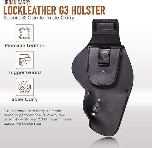 Urban Carry Funda para pistola de transporte oculta G3, cinco tamaños de cubierta de retención segura con cerradura para la mayoría de pistolas y
