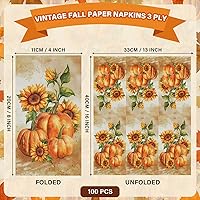 Vista 7 de Homlouue 100 servilletas de papel desechables de Acción de Gracias, de 3 capas, para Acción de Gracias, cosecha, fiesta de otoño, toallas de papel