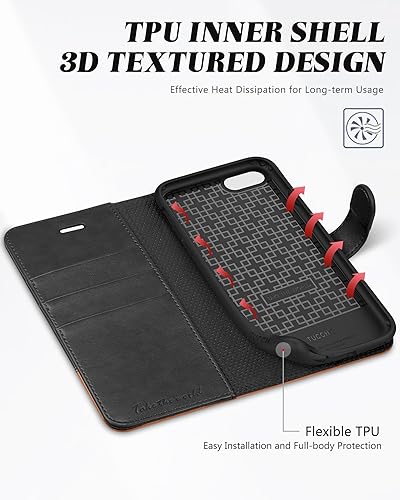Miniatura 5 de TUCCH Funda tipo cartera para iPhone SE 2020SE 2022iPhone 87, tarjetero con función atril de piel sintética, funda magnética con tapa abatible de