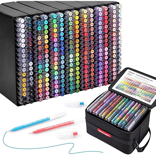 Gel Pens For Coloring, 252 Pack Colored Pens for Black Paper & White Paper, 0.6MM Fine Point Pens for Coloring, Writing, Drawing, Journaling, Note Taking, Office, Home