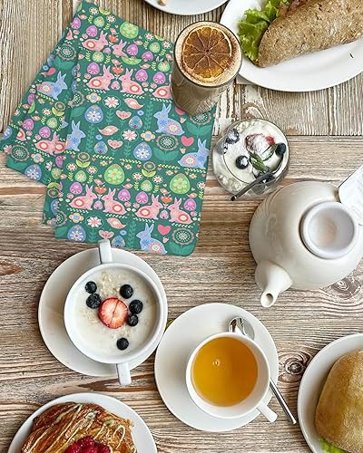 Miniatura 4 de Kitchen Towel 2 Packs Cotton Waffle Weave, Easter Eggs Bunny Birds Green 16 x 24 Inch Absorbent Quick Drying Dish Towels Clothes for Kitchen Living