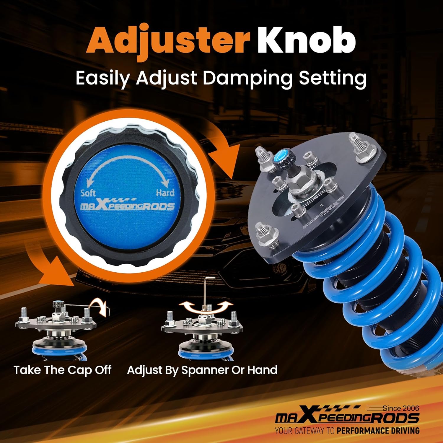 maXpeedingrods Coilover for Acura TLX UB1 UB2 2015-2020, for Honda Accord CT1/CT2/CR1/CR2 2013-2017, 24 Levels Damper Adjustable Shock Absorber Struts, Height Adjustable T6 Upgraded Lowering Kits