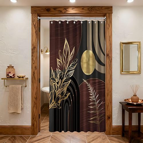 Miniatura 73 de Cortina de ducha moderna de mediados de siglo en blanco y negro, cortinas de ducha para hombre, juego de decoración de baño para hombres, patrón