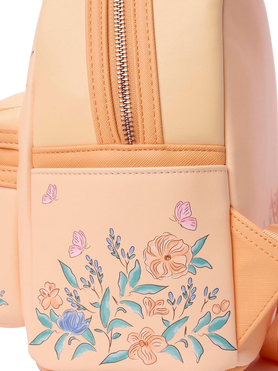 Loungefly Tigger Mini Backpack Handbag Floral Print Double Strap Shoulder Bag (Peach, Tigger)