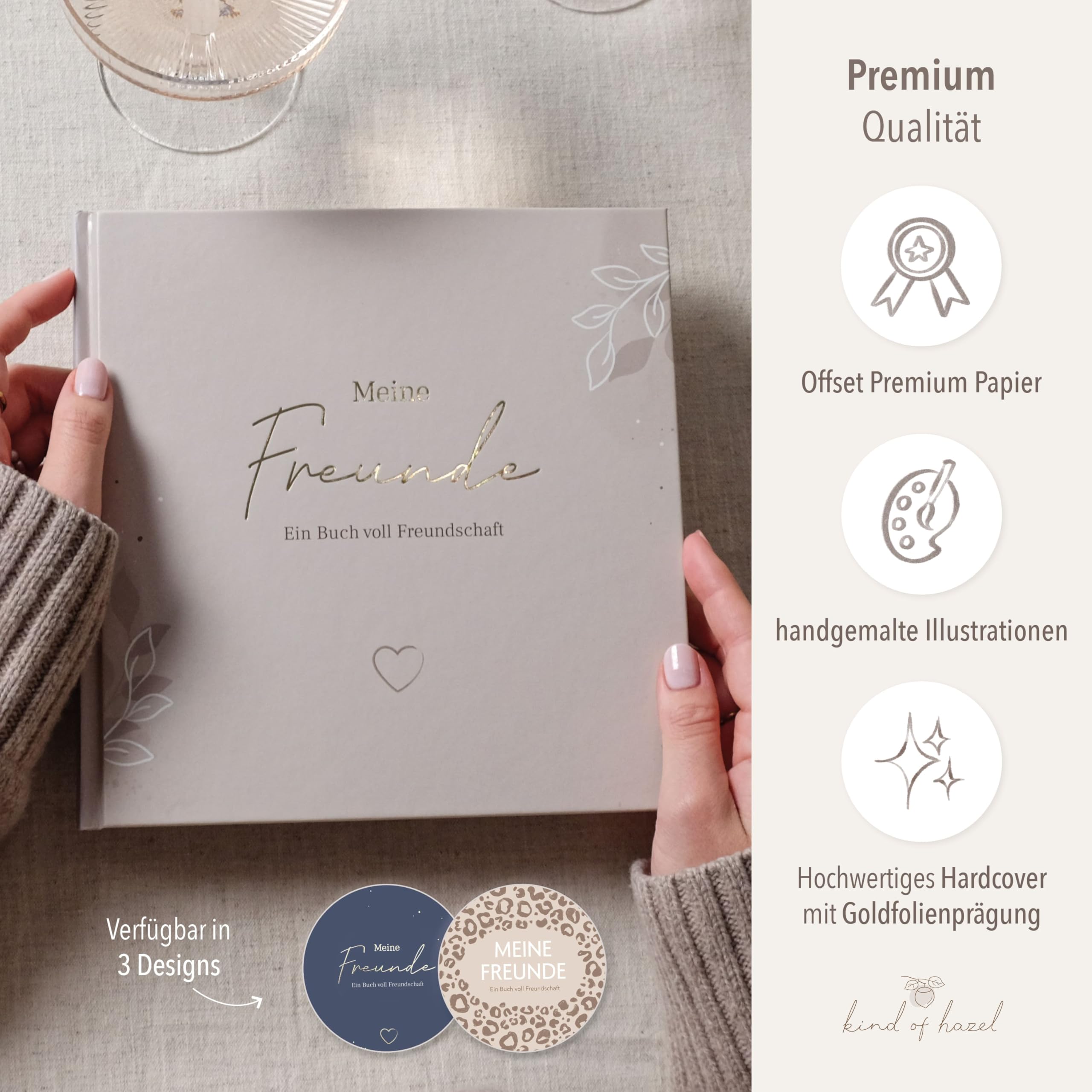 KIND OF HAZEL Freundebuch für Erwachsene – Poesiealbum zum Ausfüllen für beste Freundin, Kollegin, Abschied, Geburtstag – Gästebuch, Bucket List, Erinnerungsbuch – Leo Muster
