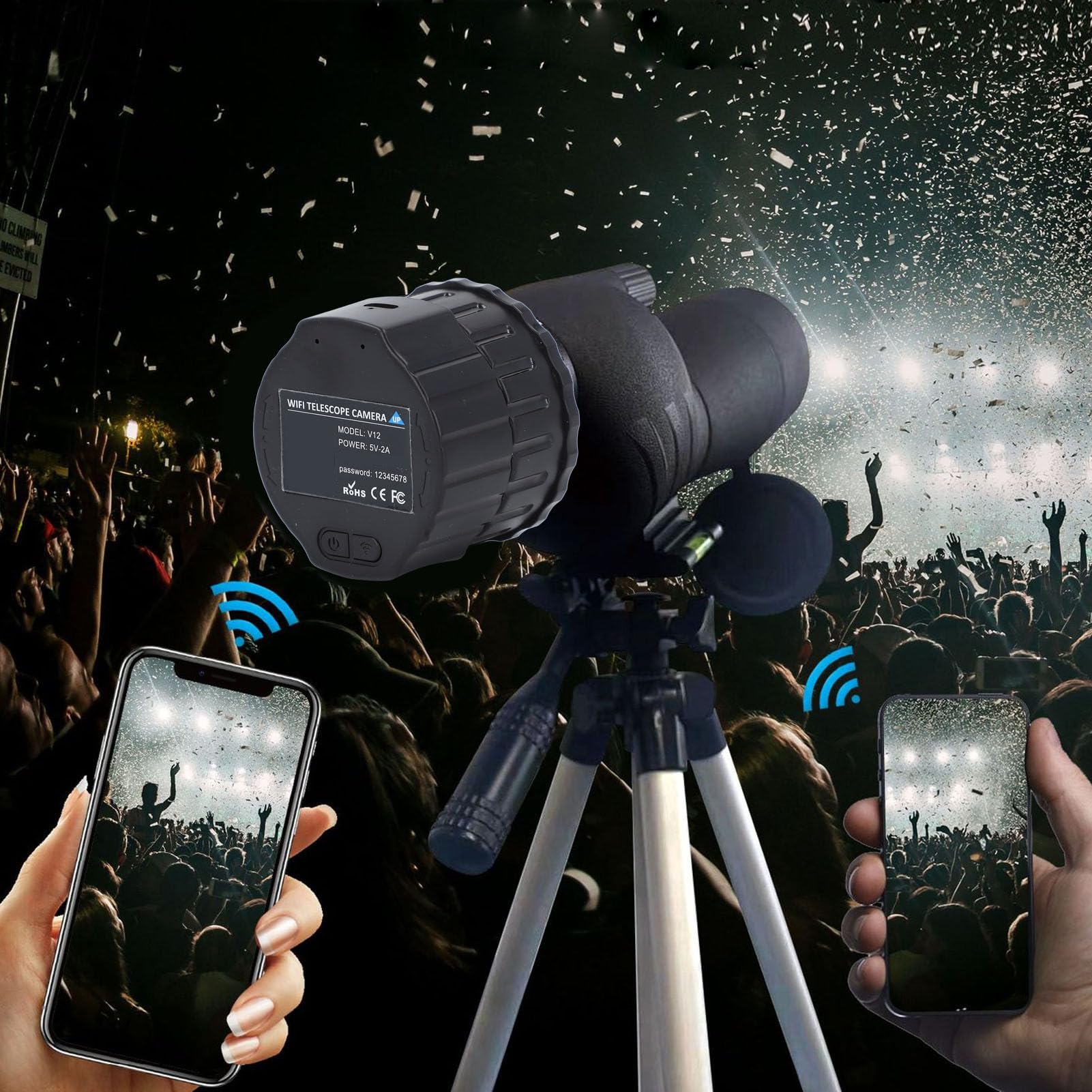 Caméra Oculaire de Télescope WiFi, Caméra Oculaire électronique 4MP, Enregistrement Vidéo 2K, pour Télescopes Optiques et Microscope de 25 Mm à 50 Mm