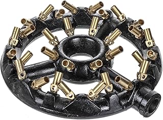 DuraSteel Natural Gas Jet Burner For Chinese Wok Range, Grilling, Stir Fry - Cast Iron Body Round Nozzle Jet Burner with 32 Brass Tips - Up 160,000 BTU