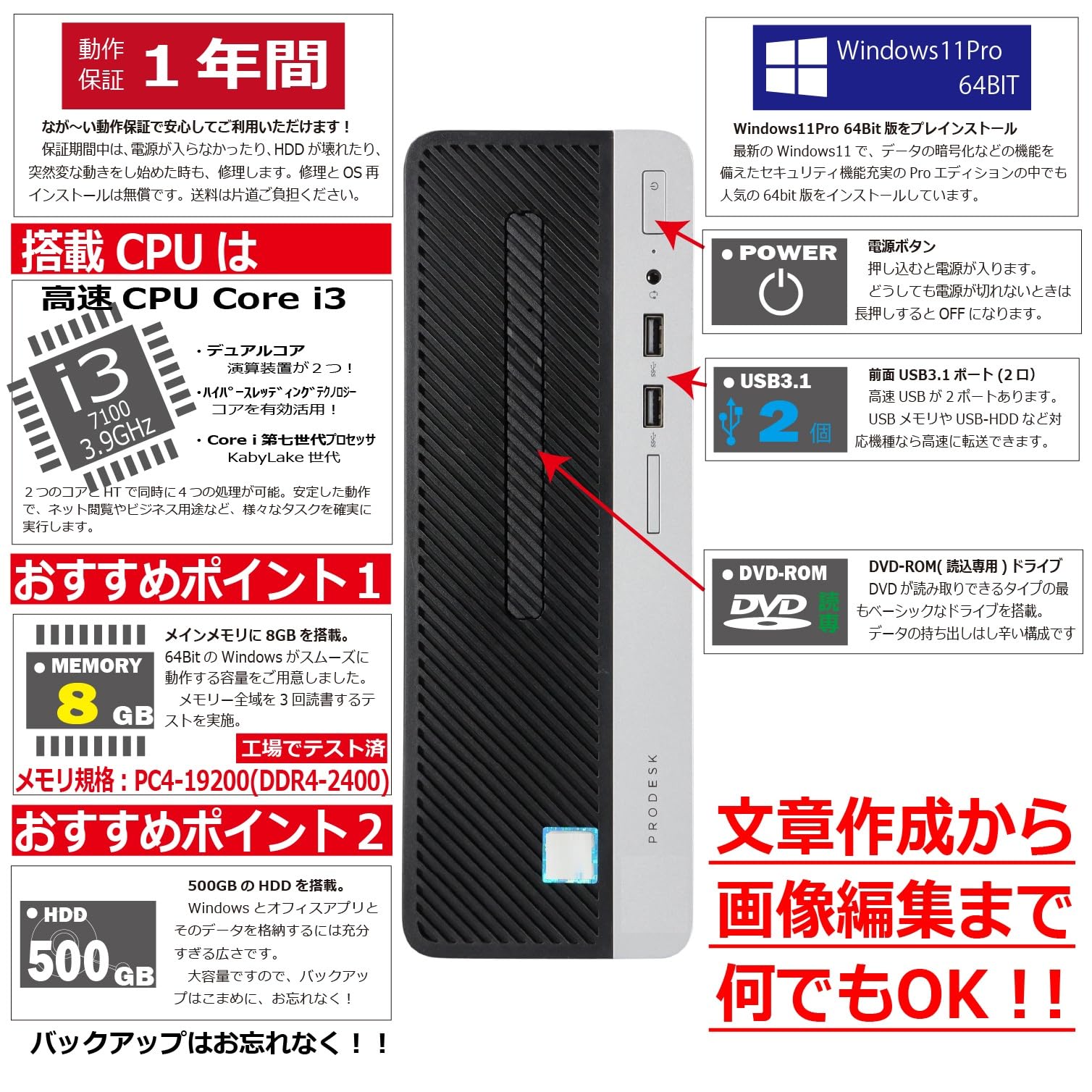 Amazon.co.jp: 中古パソコン ProDesk 400 G4 SFF Windows11