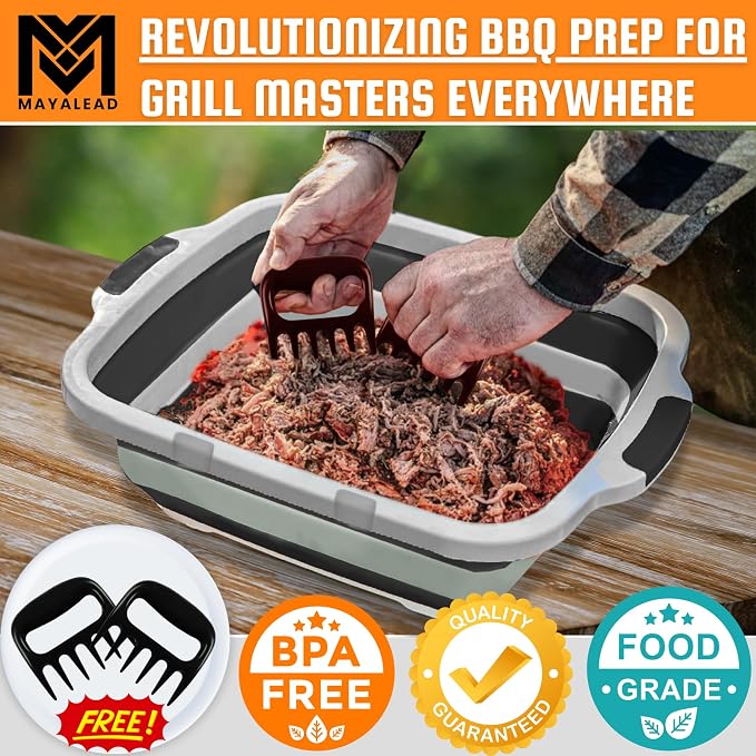 Tupper para BBQ MAYALEAD con 2 garras y tabla, negro XL miniatura 4
