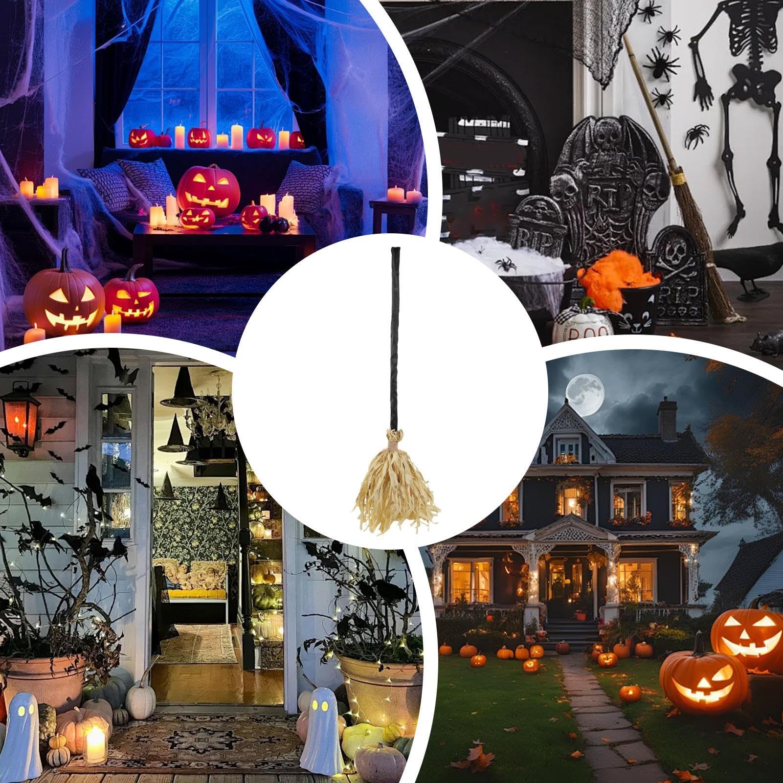 Halloweenowa miot?a, która si? porusza, nawiedzona ta?cz?ca czarownica miot?a dekoracja ?wi?teczna | dekoracje halloweenowe ze ?wiat?em d?wi?kowym imprez? drzwi wej?ciowe ?ciana pokój nawiedzony