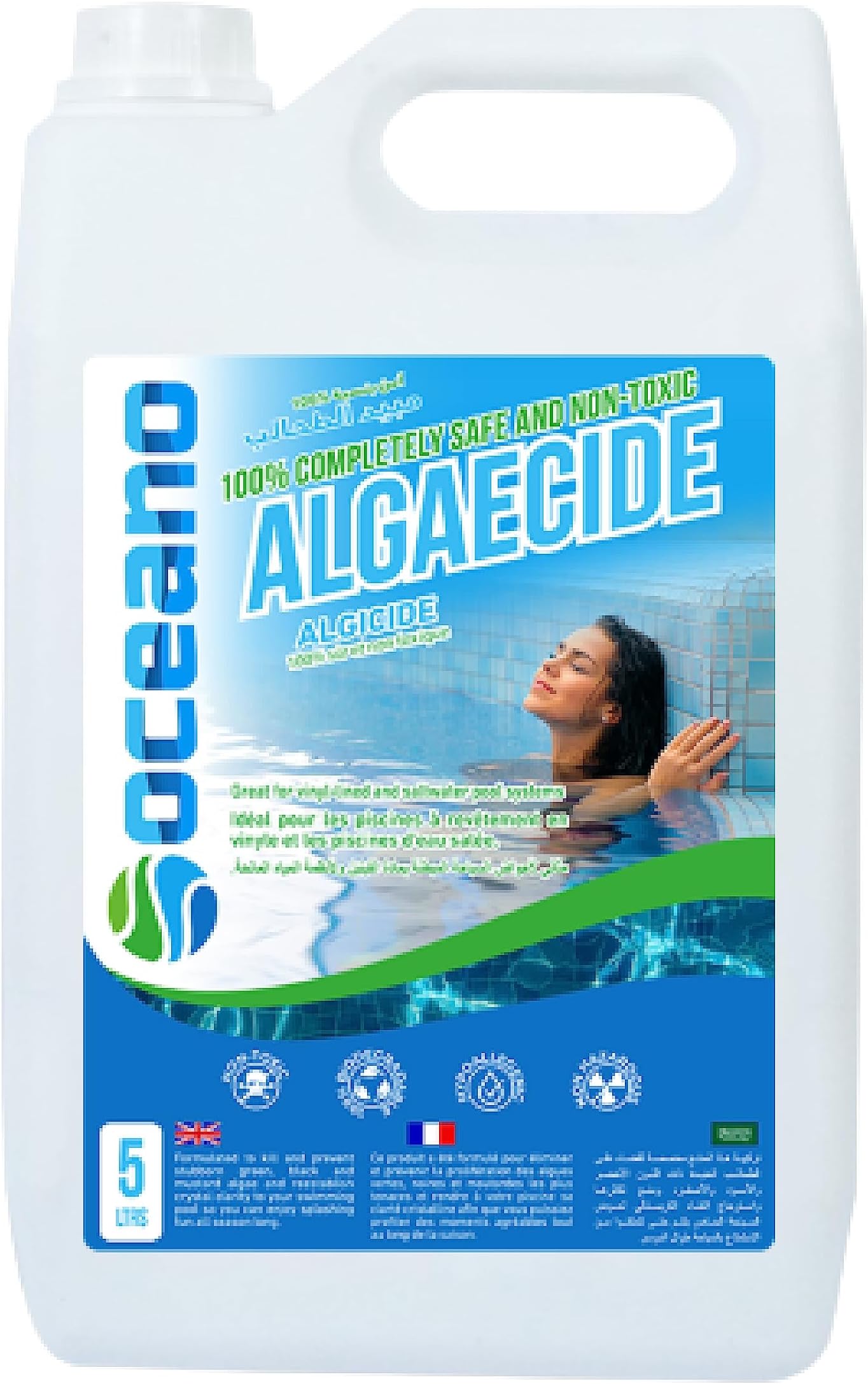 – Oceano Algaecide 5L – 100% Natural Pool Algaecide, Non-Toxic & Biodegradable, Safe Algae Control for Swimming Pools, Prevents Green, Black & Mustard Algae, Eco-Friendly Pool Care Solution