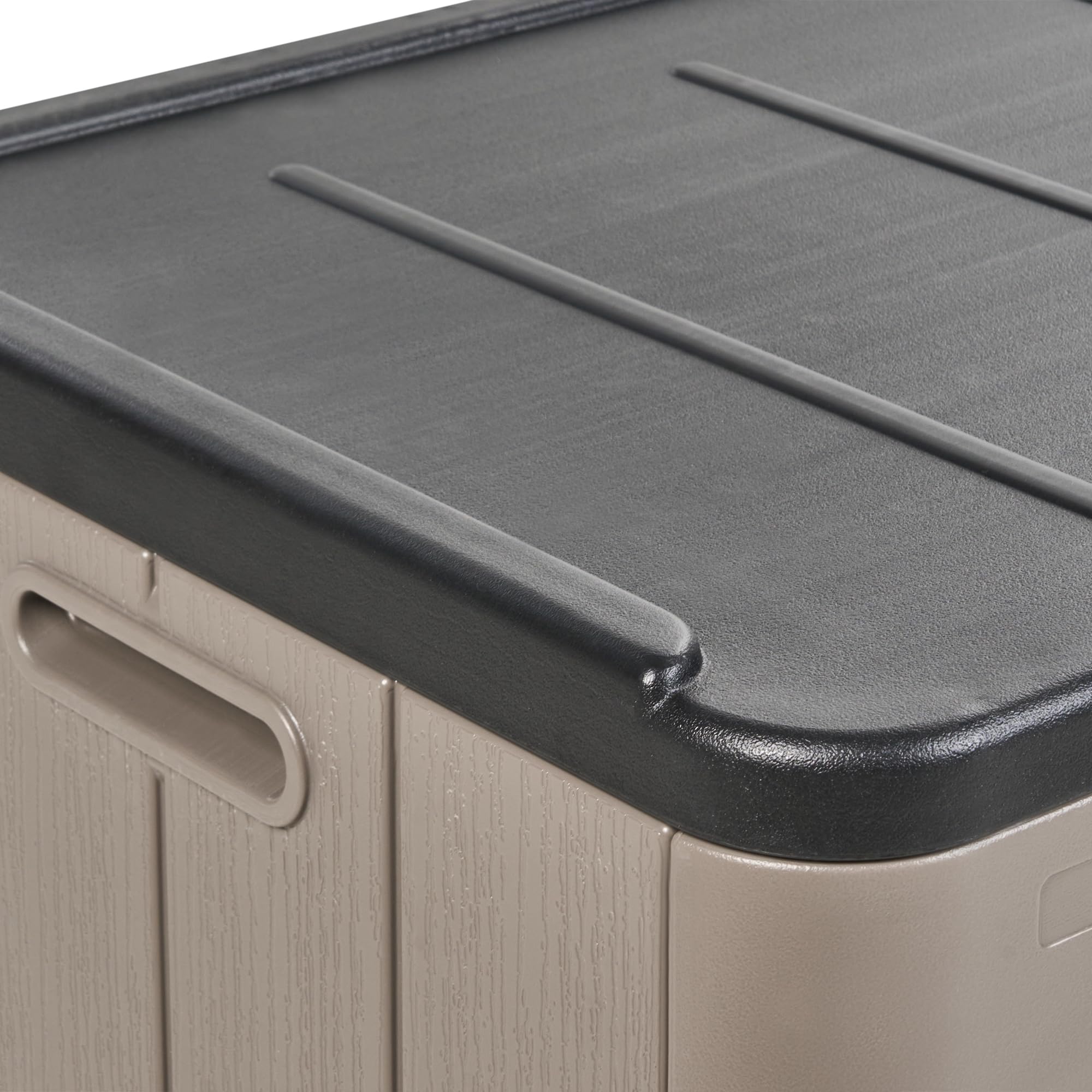 Beliani Arcón para exterior caja de almacenaje de jardín 116 x 60 cm ruedas de plástico marrón Milies