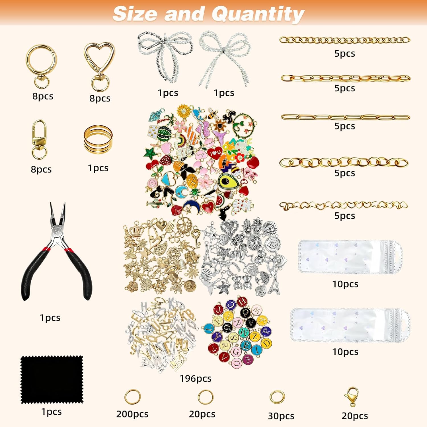 Anpyxun 544Pcs Lip Gloss Keychain Making Kit with Charms for Adults, DIY Supplies Set with Jewelry Pliers, Complete Craft Materials for DIY Accessories and Jewelry Making