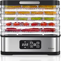 Yabano Máquina desidratadora de alimentos para uso doméstico, secador elétrico de 250 W com temporizador ajustável e controle de temperatura, 5 bandejas - Predefinições digitais para frutas, carne