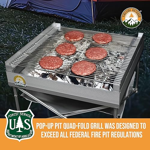 Miniatura 8 de Fireside - Rejilla plegable para fogata al aire libre, parrilla plegable sobre parrilla de hoguera, parrillas de barbacoa portátiles, cocina de