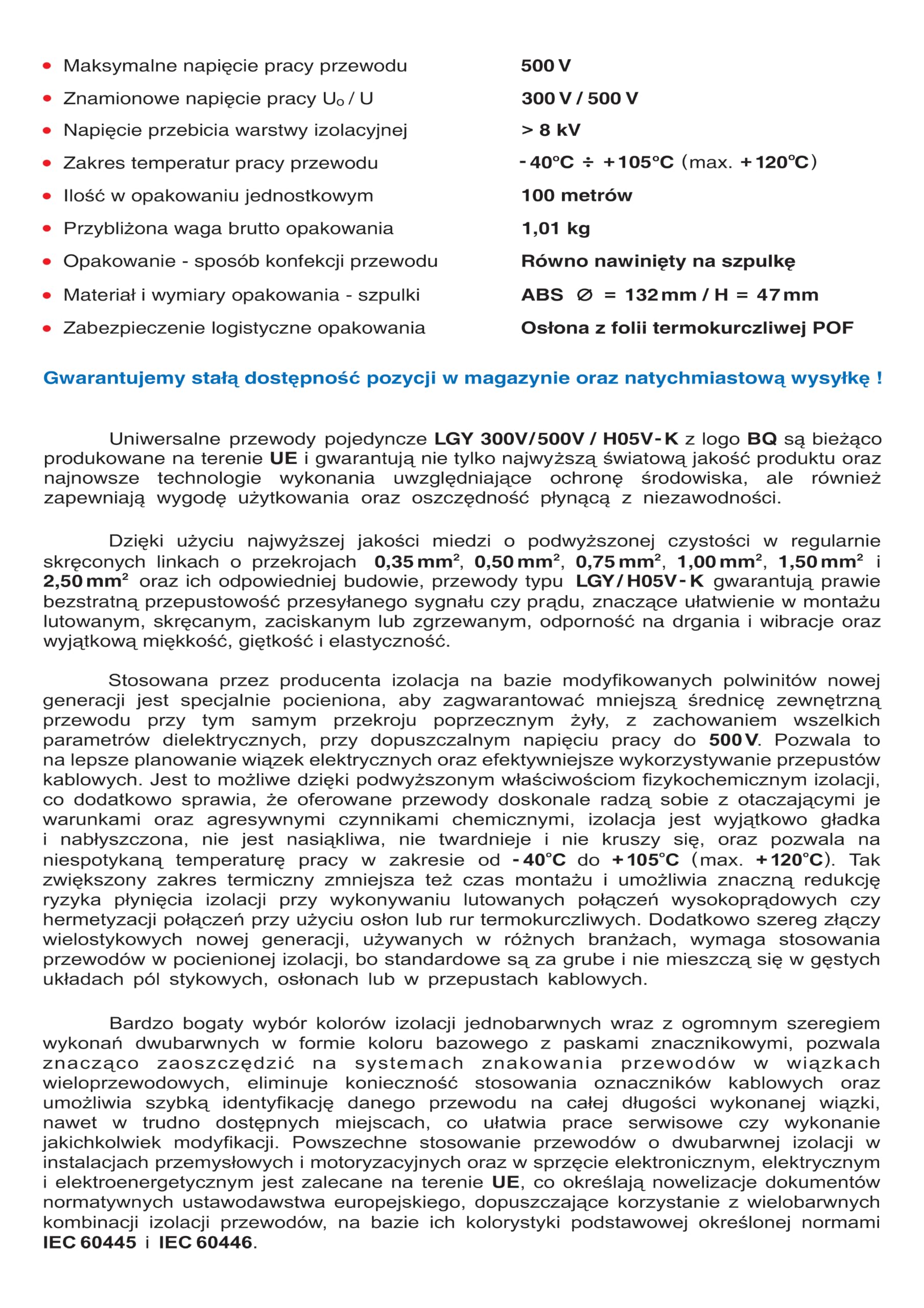 Przewód pojedynczy LGY/ H05V- K 0,75 mm2 100 m Kolor: czerwony/różowy