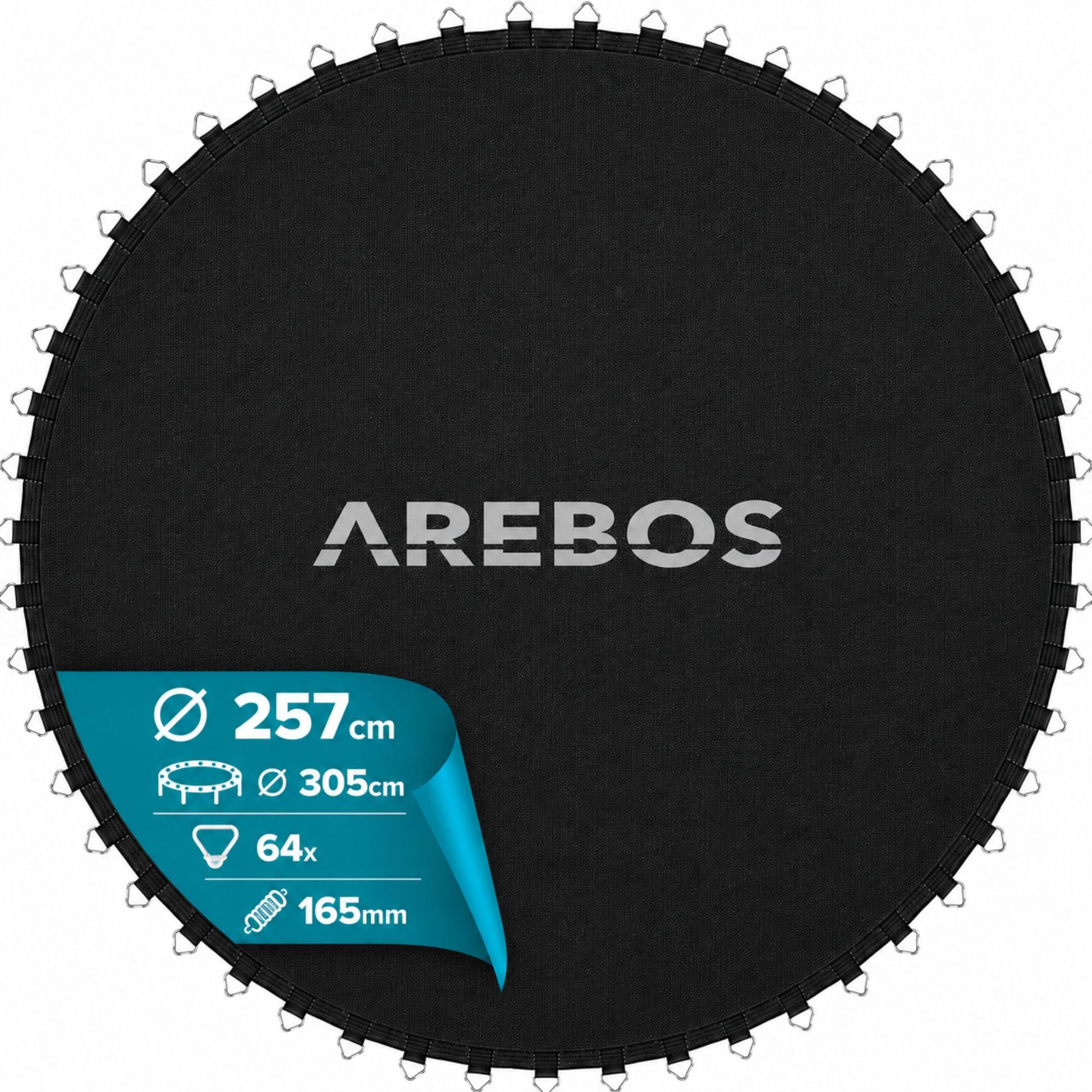 Arebos Trampolin Sprungmatte Ø 257 cm | für Trampoline | Ø 305 cm