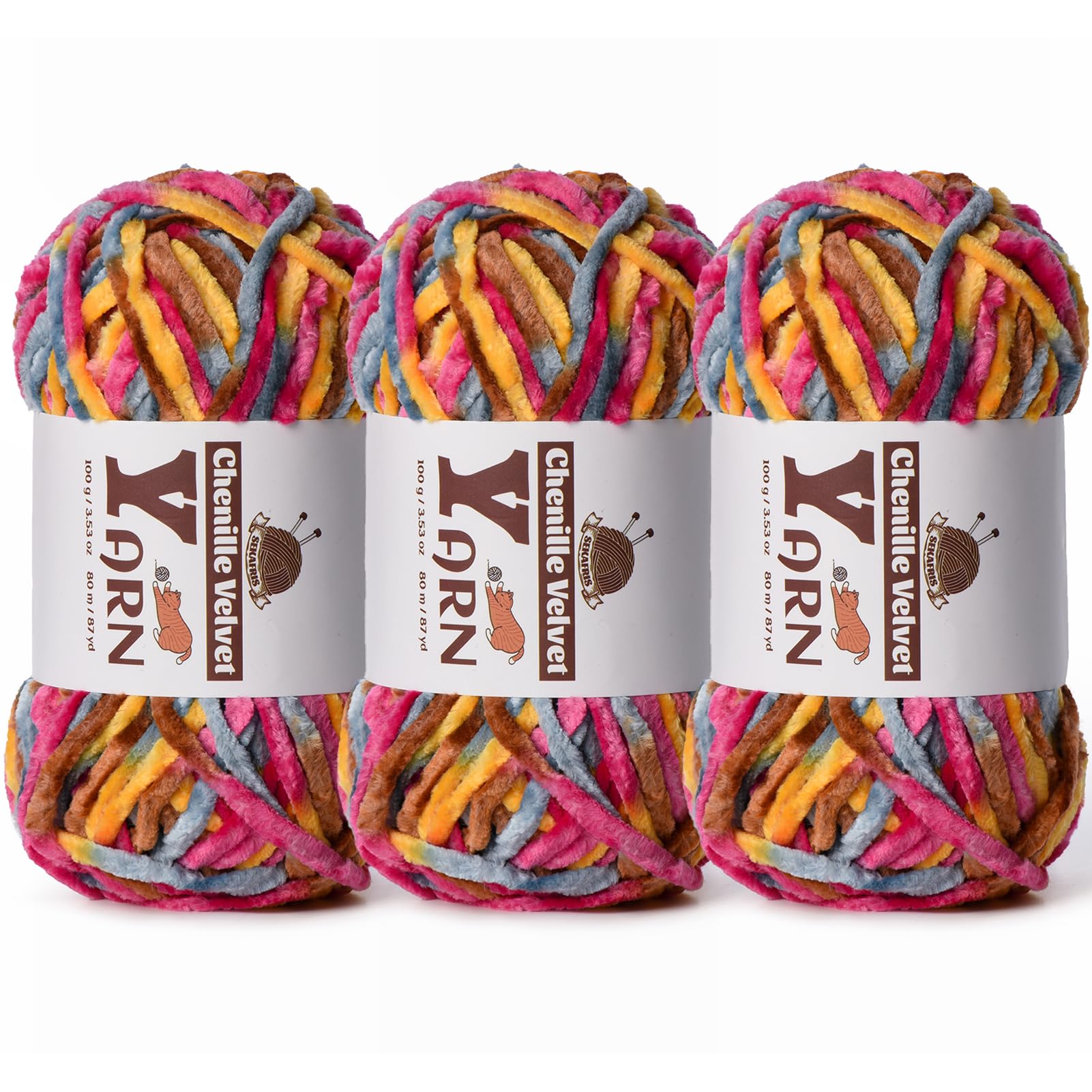 Chenille Crochet Sunrise Yarn 3 Pack