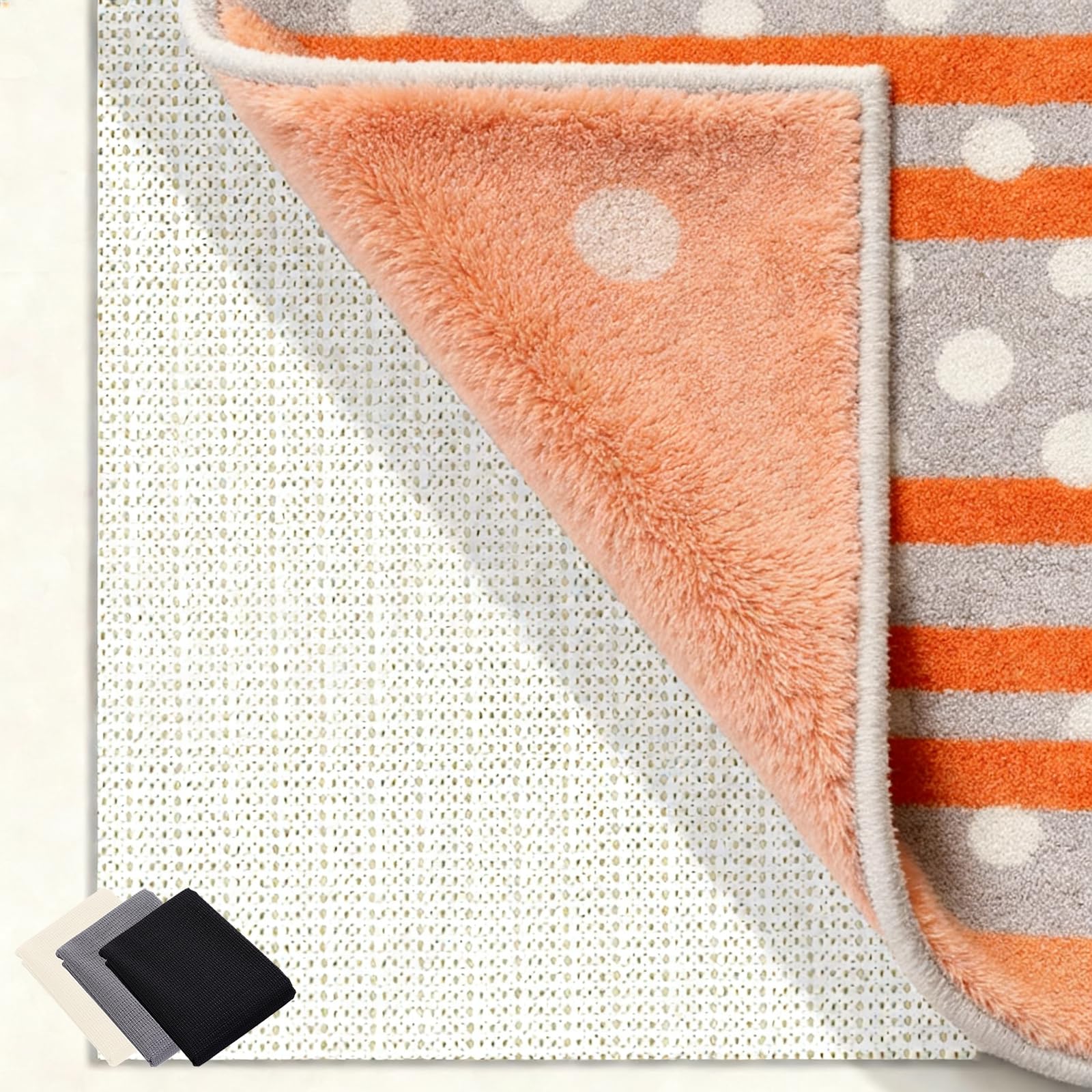 Sottotappeto Antiscivolo 175 x 190 cm Riutilizzabile, Inodore, Tagliabile, Lavabile e Personalizzabile Nelle Dimensioni, Tappetino Antiscivolo per Tappeti Perr Moquette, Bianco