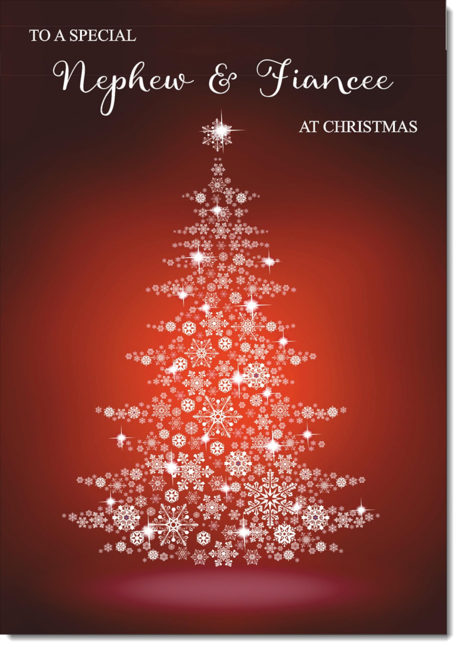 doodlecards Nephew and Fiancee Christmas Card Snowflake Christmas Tree Large A4 Size Christmas Card for Nephew & Fiancee with Plain Envelope