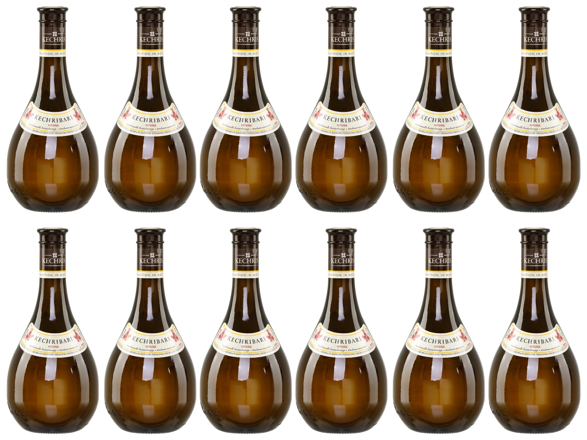 Kechribari Retsina 12x 0,5l Kechri | Geharzter Weißwein aus Griechenland | Milder Retsina | + 20ml Jassas Olivenöl