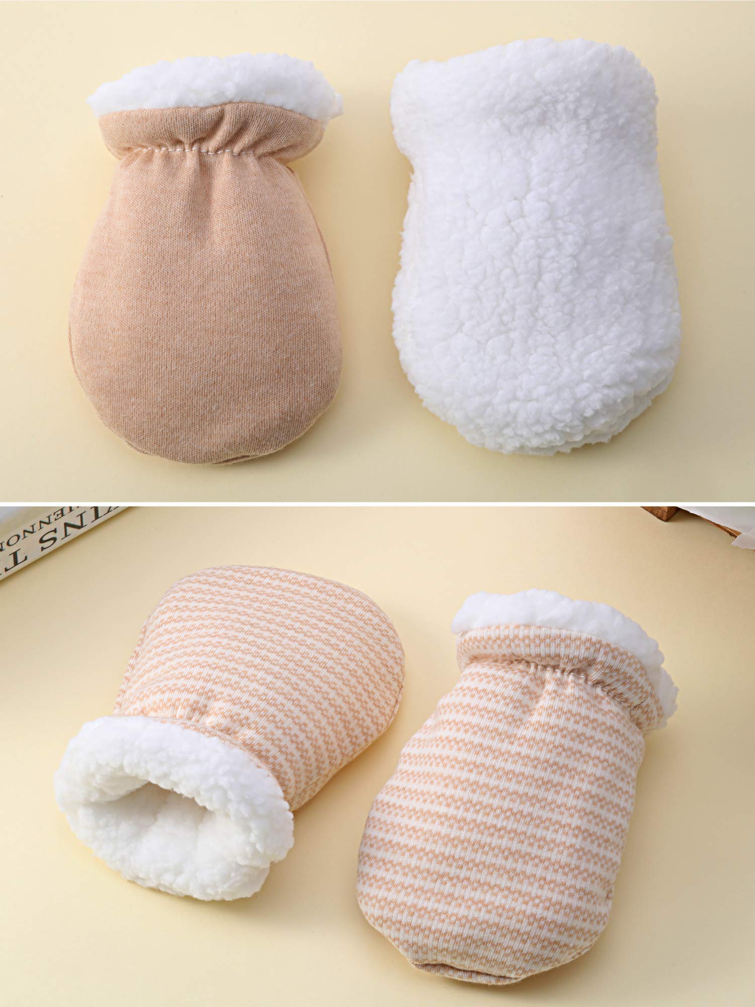 3 pares de manoplas para bebé, guantes de algodón, guantes de invierno para recién nacidos, con forro de lana, para 0 – 12 meses