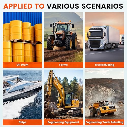 Miniatura 7 de Kit de bomba de transferencia de combustible diésel, 12 GPM 12 V CC, kit de bomba de transferencia de combustible autocebante eléctrica portátil con