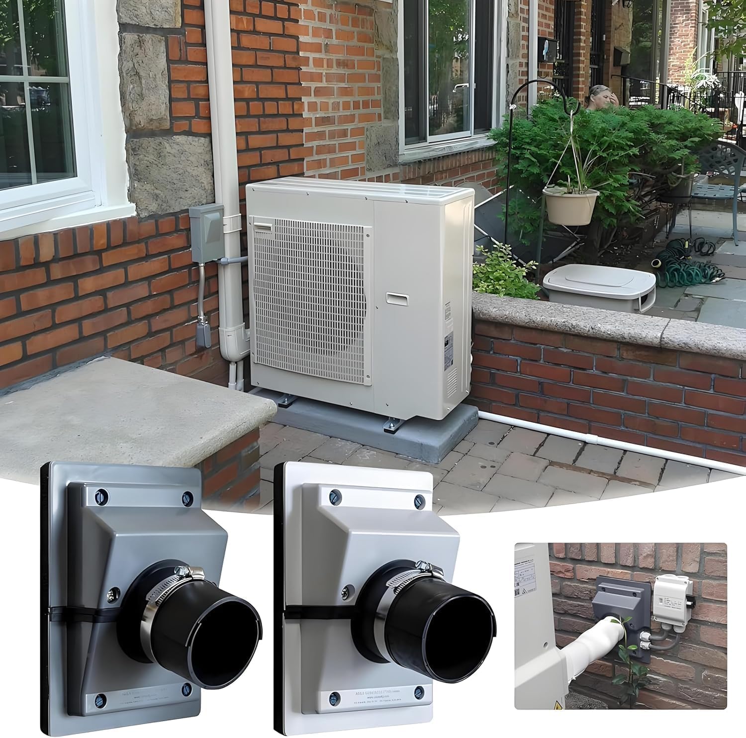 HVAC Wall Penetration & Line-Set Cover Kit, Split AC Line-Set Wall Cover Kit with A Soft Gasket, HVAC Walls Penetration Cover for Indoor & Outdoor Air Conditioner (Gray + Insulated Fabric)