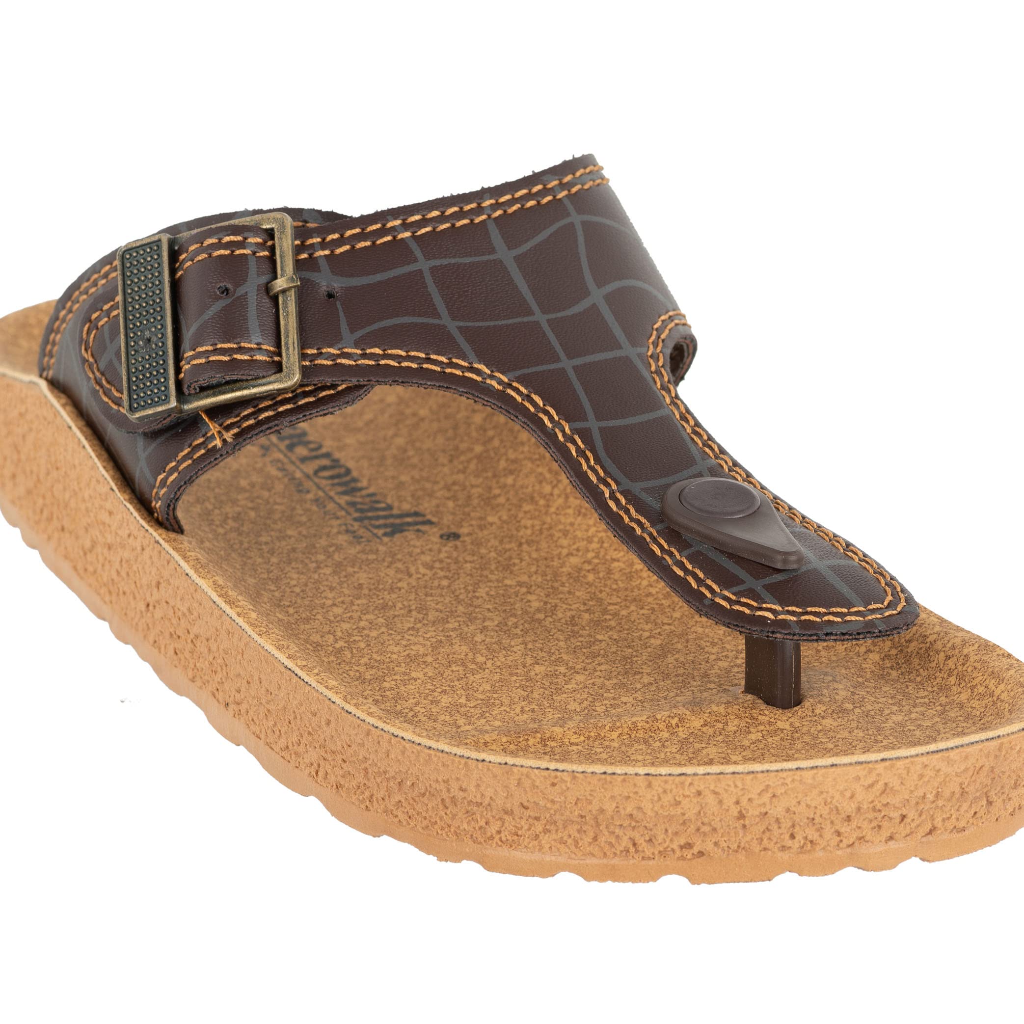 AEROWALK Stylish T-Shape Fashion Sandal/Slipper for Men | Comfortable | Lightweight | Anti Skid | Casual Office Footwear (KC12_DK. BROWN_41) 4