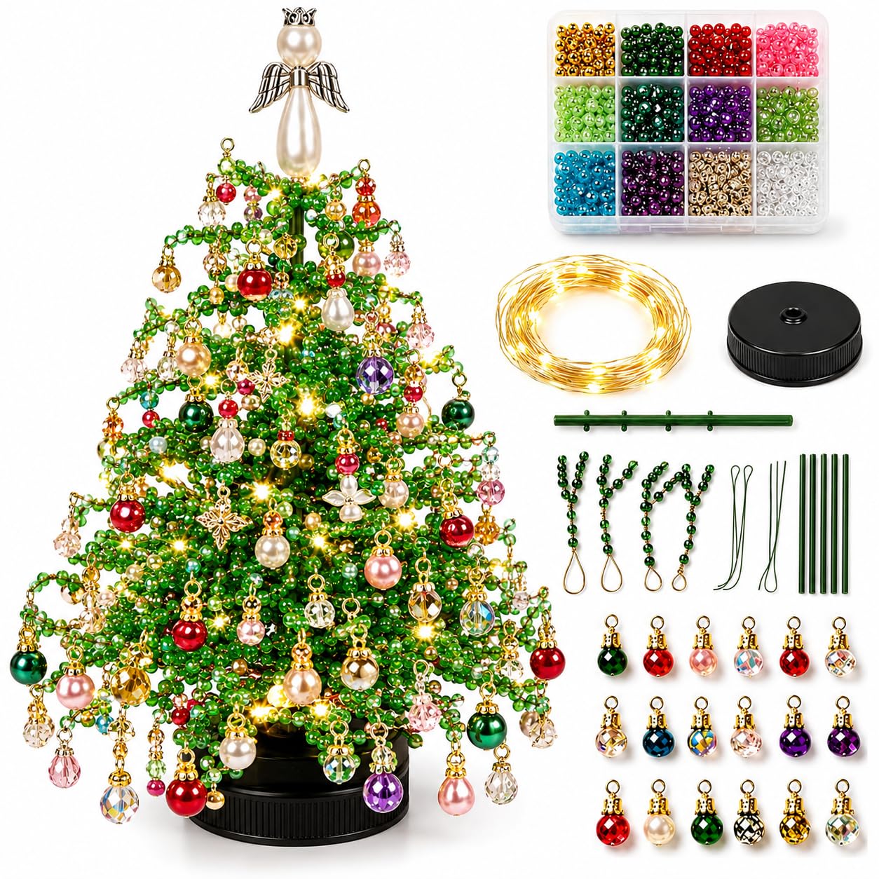 Crystal Christmas Tree Beading Kits, Crystal LED Light Up Ornament Craft