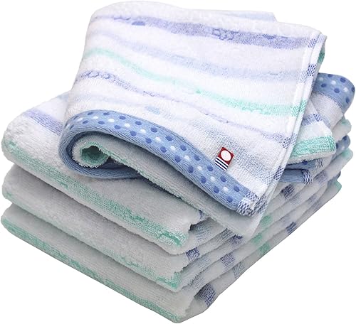 Miniatura 8 de HIORIE Imabari Towel - Juego de toallas de baño Jacquard certificadas, 2 piezas, hechas en Japón, 100% algodón, diseño a rayas y floral, tamaño 23.6