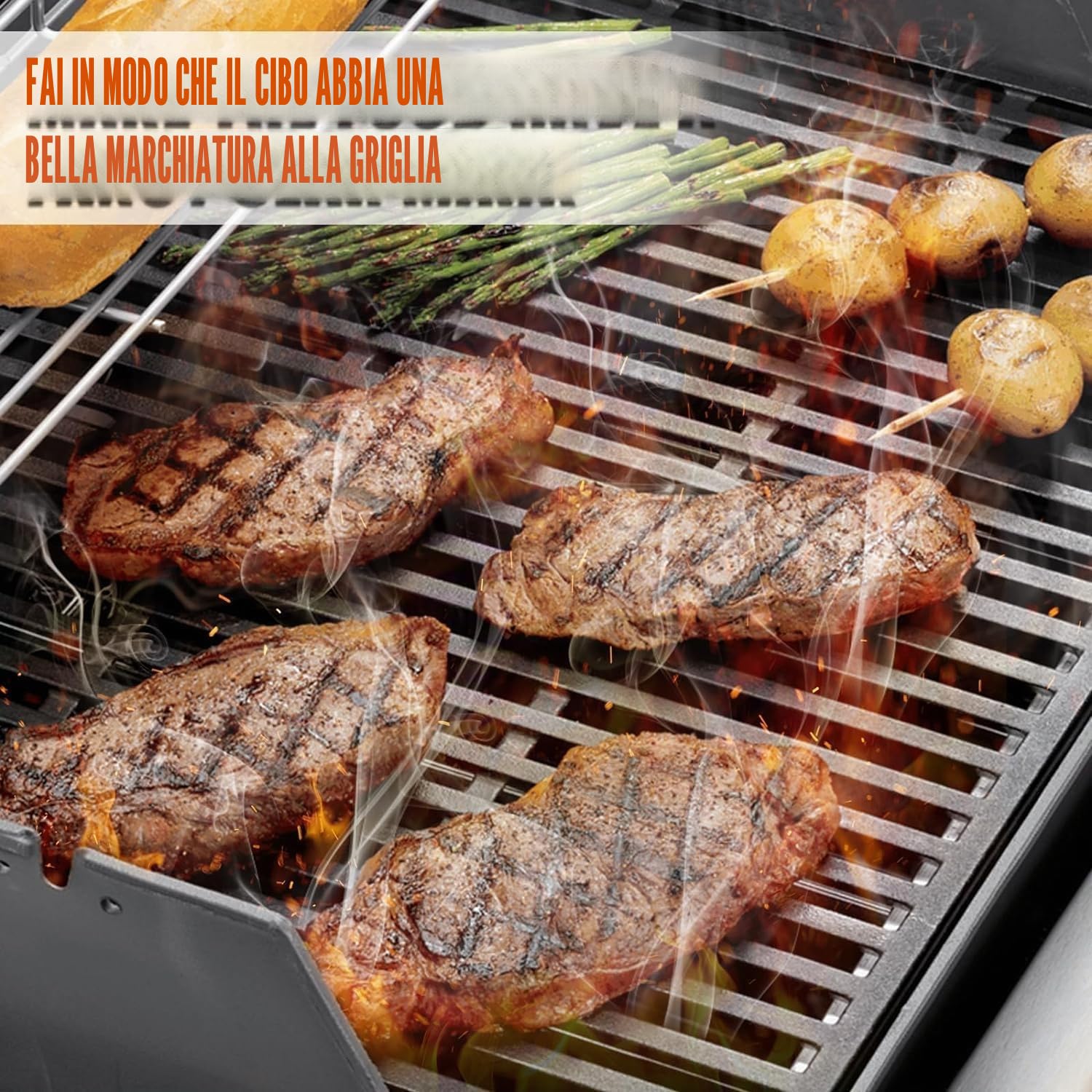 GFTIME 7637 44,5 cm x 26 cm Griglie per griglia in ghisa per Weber Spirit 200, Spirit E-210, E-220 S-210, S-220 con comandi Frontali. Griglie di Cottura per griglia Weber Spirit (Confezione da 2)