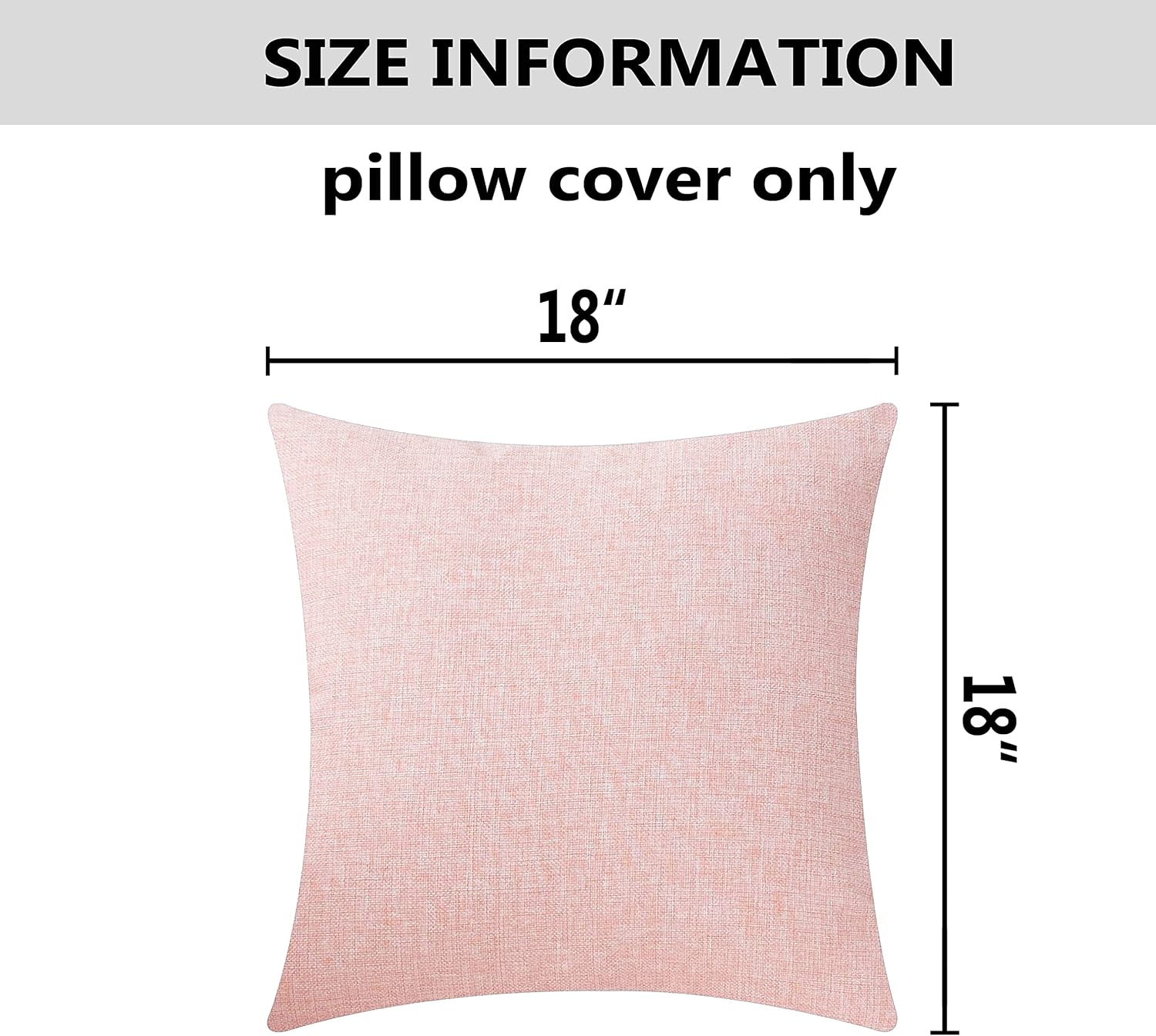 Home Brilliant Decorative Pillow Covers Lined Linen Square Throw Pillows Cover for Sofa Bench Couch, Baby Pink, 18x18(45x45cm) image 5