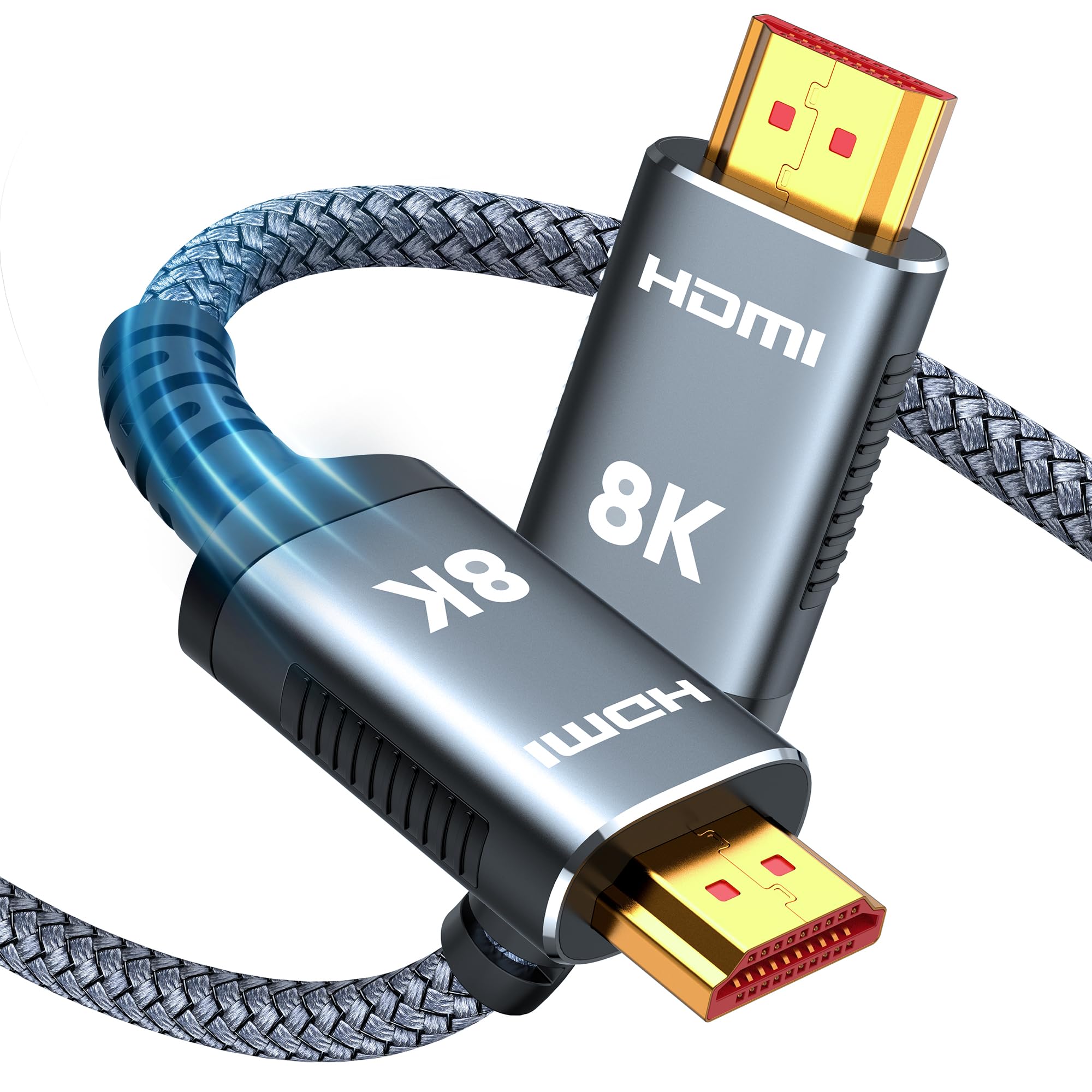 Highwings HDMI Kabel 8K 1M, HDMI 2.1 Kabel 48Gbps Ultra Highspeed 8K@60Hz 4K@120Hz 7680P HDR10 eARC DTS:X 3D HDCP 2.2&2.3, Kompatibel mit PS5/4/3 X-Box HDTV Blu-ray Player
